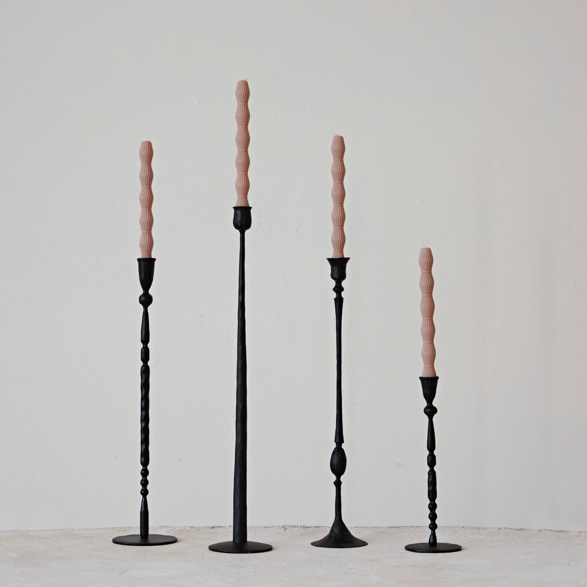 Hello Honey® 24" Tall Black Hand-Forged Metal Taper Holder